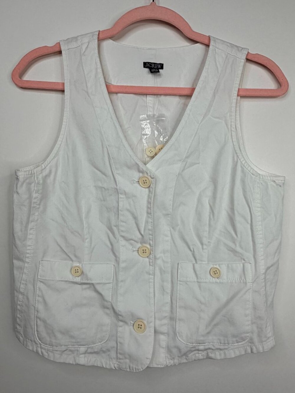 J. Crew Patch-Pocket Chino Vest White 4 #A3082 - Picture 4 of 11